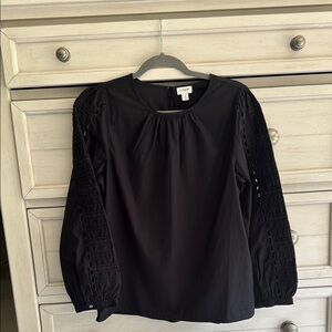 J. Crew Black Cut Out Sleeve Blouse